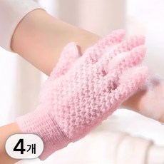 투데이리빙 4개 세트 때밀이 샤워 장갑 잘 밀리는 때타월 바디 셀프 각질 제거 목욕 때 타올 때장갑 때타올 타월, 1세트, 4개입, 핑크+블루