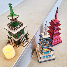 조앤안 석가탑 다보탑 우드 무드등 만들기 대한민국 국보탑 미니어처 만들기, 1개, 국보탑무드등(다보탑)