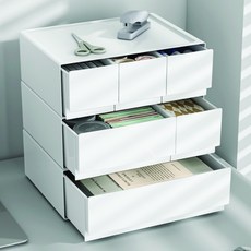 책상정리서랍 적층식 모듈형 데스크 정리 수납함, 3구