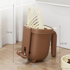 桃園出貨 貓砂鏟細孔貓屎鏟貓咪鏟屎鏟子礦砂豆腐貓鏟貓砂專用鏟二合一神器, 1個, 貓砂鏟+收集盒-咖啡色-1個