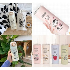캐릭터 귀여운 스누피 텀블러 보온병 350ml / 500ml, 핑크