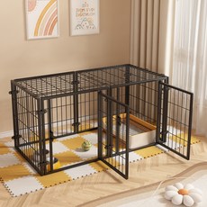 강아지 우리 견용 펜스 반려동물 사각케이지, 1개, 검정색