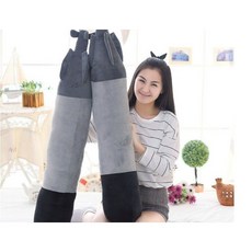 魚雷造型長抱枕 柔軟絨毛材質舒適午睡靠墊 創意居家裝飾, 灰色