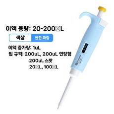 단채널 가변식 디지털 분주 피펫 인체 공학적 액체 정밀 조작 가능, M. 20-200L(단일/블루)