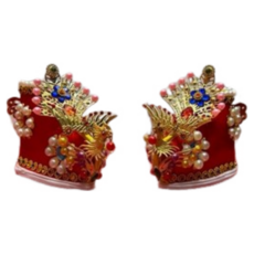 百麗的店 拜媽祖娘娘註生娘娘臨水夫人王母娘娘等女神的胭脂水粉之一繡花鞋立體小工藝扇拜拜用品, 彩色, 1套