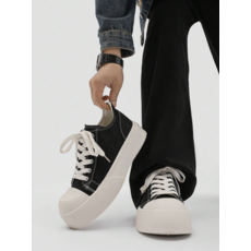 經典黑白厚底帆布鞋，增高顯瘦百搭款