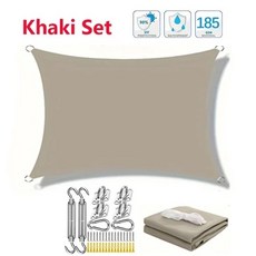 다색 차양막 방수 돛막 야외 테라스 잔디밭 해변 정원 차고 뒷마당 데크 파빌리온, 13. Khaki Set