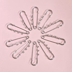 케이케이유 6cm 대형 옷핀 키링 DIY 부자재 브로치, 10개, 실버