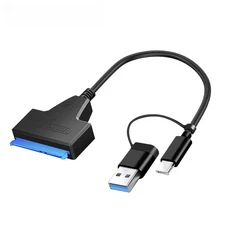 SATA-USB 케이블 3.0 /타입-C to III 하드 드라이브 어댑터 (2.5인치 HDD/SSD 디스크 변환기, 01 2 In 1 USB3.0 Type-C