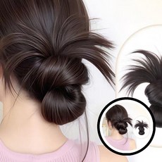 1P/2P 여신 꽁지머리 가발 집게 가시번 로우번 하이번 자연스러운 부분가발 올림머리 똥머리, 1개, 내추럴블랙