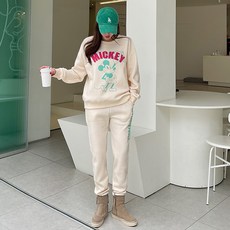 PINKSISLY 女款時尚米奇運動長袖長褲組