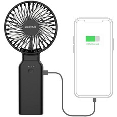 EasyAcc 휴대용 터보 팬 5단 기어 바람 배터리 작동 최대 19시간 근무 3인치 1핸드 에어 테크 냉각 팬으로 야외 활동 여행 작업에 적합합니다, Black-9000 ODM