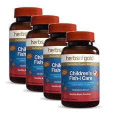 허브 오브 골드 칠드런 피쉬 아이 케어 오메가3 EPA DHA 츄어블 캡슐 Herbs of Gold Children's Fish-i Care, 60정, 4개
