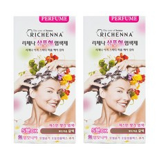 리체나 퍼퓸 새치전용 샴푸형 염색제, 부드러운 갈색, 2개