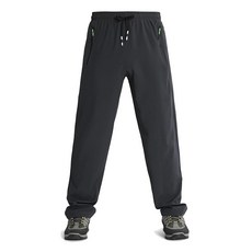 XiaoLongRen 남성용 경량 조거 팬츠 빠른 건조 하이킹 러닝 스포츠 체육관 지퍼 포켓 블랙+d.gray13802 179891, D.gray13802