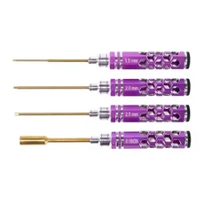 플라이피쉬 RC 육각 스크류 드라이버 알루미늄 합금 중공 공구 키트 (1.5mm 2.0mm 2.5mm 8.0box ) FPV, 01 1Set  Purple