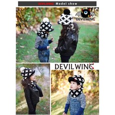 韓風童品 小惡魔造型兒童帽子圍脖兩件套 防寒保暖加絨