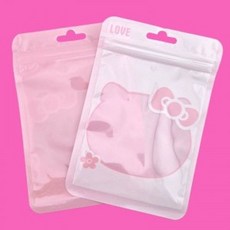 비즈톡 [Z-170-03]지퍼백 핑크고양이지퍼백 귀여운 선물포장 구디백 10x15cm 100개