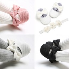 [마지막수량세일]아슈크림 리본슈즈+헤어밴드세트 베베신발 보행기신발 아기신발 베베룩 데일리화 사계절용