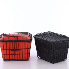 【開發票/統編】自行車後車筐 後座置物籃 機車/電動車通用 大容量書包籃 後置折疊單車籃, 40加粗加大車筐+蓋+黑色內保, 1個