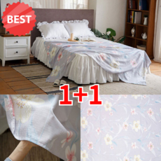 오피뉴 1+1 여름이불 얇은 홑이불, 2개입, 스카이블루빅플라워JJ