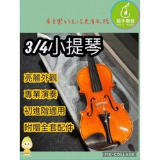 【3/4 中級小提琴】亮麗外觀 專業演奏 初階適用 附贈全套配件, 1個
