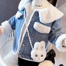 愛北鼻 兒童牛仔背心 秋冬保暖加絨加厚