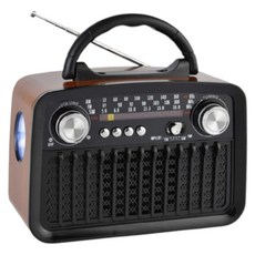 便攜式復古風登山藍芽收音機 (附手電筒), 細木紋