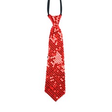 스팽글 반짝이 의상 조끼 바지 모자 파티 행사 단체, 반짝이넥타이(레드)