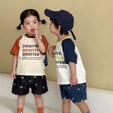 tomorrow斜袖上衣 兒童短袖上衣