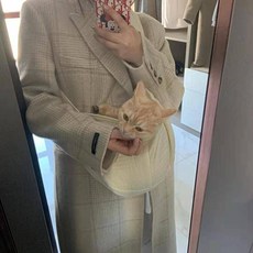 寵物外出包 貓咪狗狗通用 斜背包, 1個, 米白色6.5公斤內寵物M, 米白色