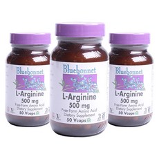 Bluebonnet 左旋精胺酸 500mg植物膠囊 無麩質, 50顆, 3罐