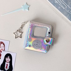 ins小衆亮面追星2寸證件照卡冊亮閃閃mini相冊大頭貼鑰匙扣掛件女, 紫色星星