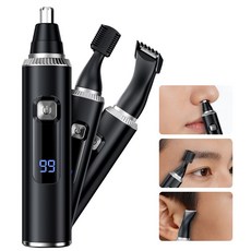 날카로운 남성 코털제거기 3 헤드 방수 멀티 코털 정리기, 블랙, TC-021