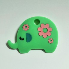 可愛大象造型矽膠牙膠吊飾, 綠色鑰匙套, 1個