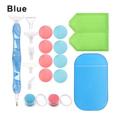 레진 포인트 드릴 펜 5d diamond painting handmade tool kits for 5d painting with 교체 드릴 피커 클레이 트레이 액세서리, 블루 세트, 1개