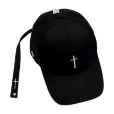 佳音書坊十字架耶穌潮帽，簡約時尚，信仰配件，男女通用，透氣舒適, 黑色, 1個