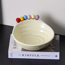 후니직구 세라믹 볼 접시 포크 세트, 흰색