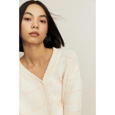 국내백화점 H&M 가디건 브랜드관 슬러브 니트 라이트 베이지/스트라이프 1250176001 커플 사무실 (BK파우치 증정)