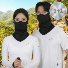 리보 자외선차단 햇빛가리개 쿨 스포츠 골프 마스크 1+1, 블랙+블랙, 1개