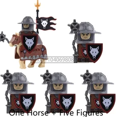 중세 병사 피규어 블록 울프 나이트 로마 황금 말 액세서리 소년 장난감 선물 N07, 22 N812AH020B1-75-1