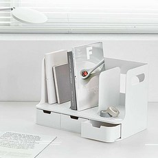 꿈꾸는비 올리오 3단 책꽂이 데스크 정리함 미니책꽂이, 화이트