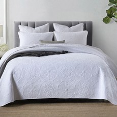 침대 전체 덮개 이불 침구 꽃병 시트 230cmx250cm, 화이트 라운드 플레이트