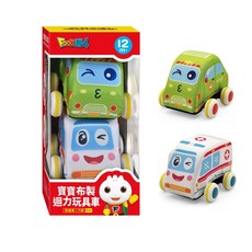 FOOD超人 寶寶布製迴力玩具車 救護車 消防車 慣性車 交通工具玩具, 1個, （救護車、汽車）寶寶布製迴力玩具車