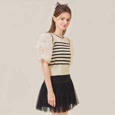 블루레이스 벌룬소매배색줄지니트 B4M3KT2131