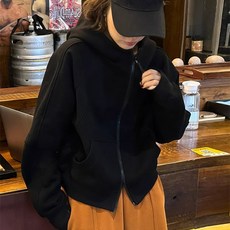 쁘띠꼬모 여성 레글런 오버핏 하이넥 투웨이집업 스트링 밑단 후드티 캐주얼 YXC573119