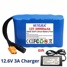 12V 3S4P 20000mah 배터리 18650 리튬 이온 20Ah 충전식 배터리 BMS 리튬 배터리 팩 보호 보드 + 충전기, 01 XT60-DC