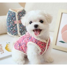 해피조슈아 강아지 김장 누빔 할머니 하네스 조끼, 마미 핑크, 1개