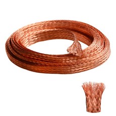 QuQuyi 9.84피트 516인치 평평한 구리 땋은 접지 스트랩 와이어 확장형 금속 피복 사각형 4mm2 차폐 신호 케이블, 1/2"-9.84ft, 1개