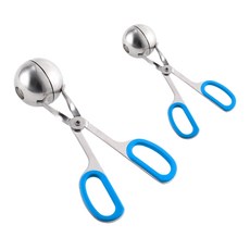 쿠키 반죽을 다루기에 안전한 프리미엄 스테인리스 스틸 미트볼 2피스 스쿱, 2개, 파란색